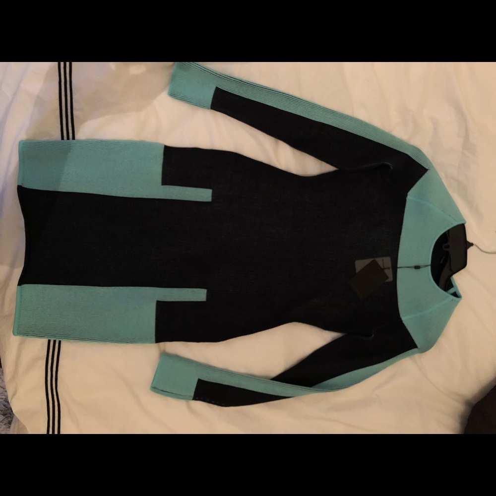 Alexander wang teal color blocked dress xs